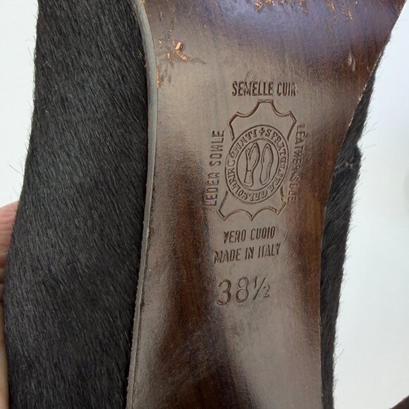 Philippe Model Black Pony Hair Leather Ankle Boots 3.5" Block Heel Made in Italy - Picture 6 of 9